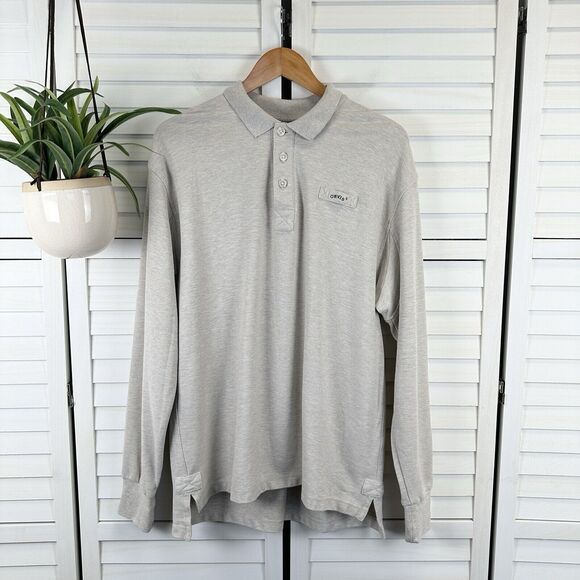 Orvis Other - Orivs Signature‎ Long Sleeve Polo Shirt Logo Oatmeal Beige Mens Size L